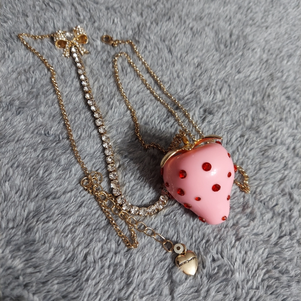 Betsey Johnson 'Pink Strawberry' Pendant Statement Necklace
